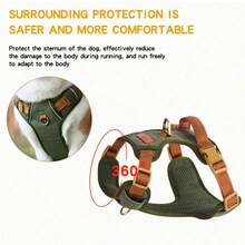 重型战术犬用胸背带套装，适用于大型犬，可调节防拉扯宠物胸带，反光训练易控犬用背心 - 紅色 - 查看 5