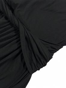 女士时尚无袖方领修身A字迷你连衣裙，梭织面料 - 黑色 - 查看 11