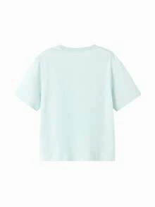 Balabala Áo thun ngắn tay cotton kiểu dáng thường ngày cho bé gái tuổi teen, có in họa tiết, thích hợp cho mùa hè. - hồng xanh - Xem 2