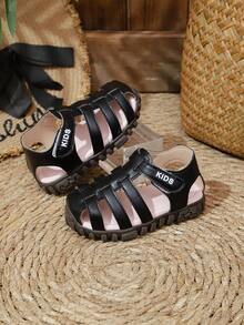 1 Pair Toddler Summer Fashionable Cute Beach Sandals, Casual Soft-Sole Easy Slip-On Shoes For School And Daily Wear - Black - View 4