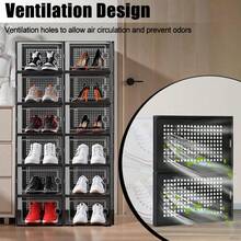 Thick Transparent Shoe Box With Lid, Foldable & Stackable Plastic Shoe Rack Organizer - Waterproof, Space-Saving Storage For All Shoe Types - Ideal For Foyer, Bedroom, Home, Dormitory - Black - 6 - View 8