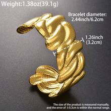 1pc Minimalist Fashion Multi Element Stainless Steel Gold Open Cuff Bracelet Old Money Style Women Versatile Everyday Jewelry - Gold - View 11