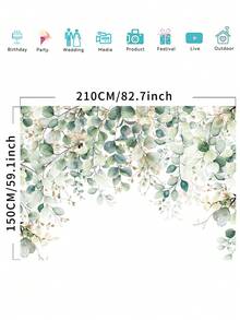 1件绿色桉树叶墙面摄影背景布，水彩春季自然派对横幅，59.1*39.4/82.7*59.1/106.3*70.9英寸新生儿派对生日拍照背景，室内外婚礼装饰用品 - 彩色 - 查看 15