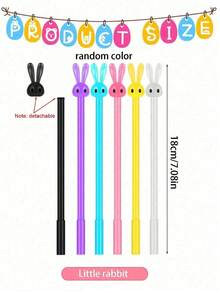 10支装 - 快乐复活节彩蛋兔子造型直杆中性笔，卡通创意可爱复活节圆珠笔，复活节卡通兔子中性墨水笔，教师办公用品，新奇学习用品，复活节礼物，成人男女通用家庭教育期末考试课堂书写办公签名专用书写笔，书写笔文具套装，节日文具礼品，返校季礼物 - 彩色 - 查看 10
