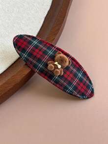 1pc Cute Cartoon Plush Teddy Bear Side Clip, Sweet Forehead And Hair Clip Design, Artistic Fabric Teddy Bear Hair Clip, Suitable For Daily Makeup, Parties, Beach Vacations And Hairstyles, A Y2K Style Hair Accessory For Women, Claw Clips, Hair Slide, Hairpin - Multicolor - View 11