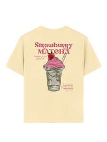 1pc Girls Casual Printed Round Neck Short Sleeve T-Shirt, Summer Student Wear - And Versatile T-Shirt Brings Joy And Happiness To Every Child! - Apricot - View 5