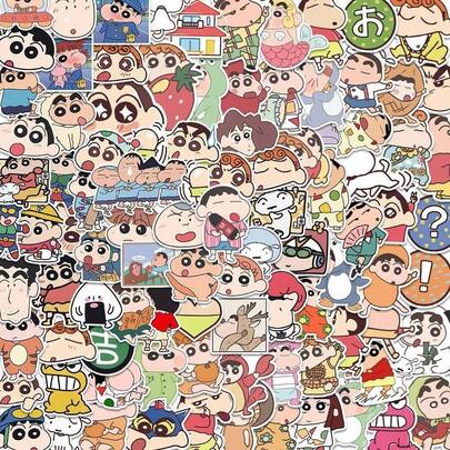 100张可爱趣味迷你蜡笔小新贴纸 - 卡通自粘贴纸 | 个性化笔记本、手机、DIY用品，卡通爱好者必备