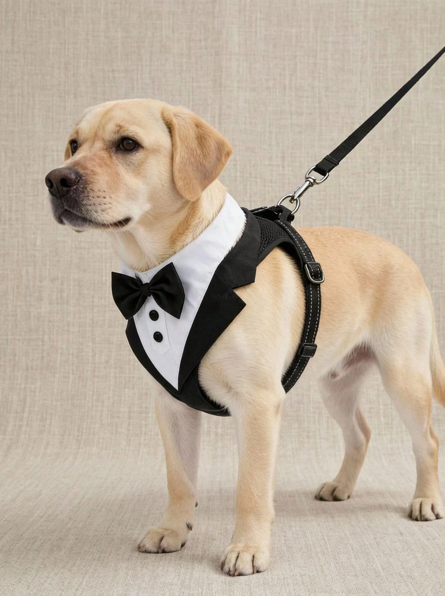 PETSIN Pet Dog Suit, Tie, Tie Set, Suitable For Small And Medium Dogs, Formal Occasions - Black and White - View 1