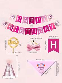 31pcs Pet Birthday Party Decorations Set, Including Banner, Paws Balloons, Hats, Bibs And Bowties, Suitable For Dog Birthday Celebrations - Multicolor - View 2