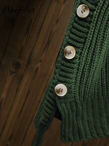 Áo len chui đầu không tay cổ chữ V thoải mái, dáng rộng cho nữ cỡ lớn - màu xanh lá - Xem 10