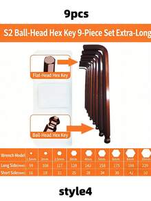 9pcs High Hardness Long Arm Hex Wrench Set, Hex Wrench And Screwdriver Combination Tool Kit - Portable Auto Repair And Household DIY Tools, Great Gift For Men - S2 - View 11