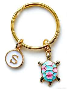 Personalized Sea Turtle Keychain, Sea Turtle Keyring, Personalized Gift, Travel Sea Turtle Bag Charm, Lucky Charm Gift For Mom, Creative Gift For Sea Turtle Lovers Bag Charms Car Teacher Friend Sister Gift Ideas - Turtle Blue - View 7