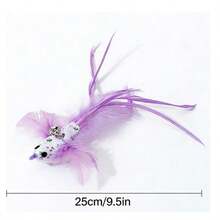 1个（颜色随机）逼真羽毛逗猫棒，带可拆卸强力吸盘，吸力强劲，可替换宠物羽毛铃铛，牢固吸附在地板上，互动猫玩具，适合室内玩耍和运动，无需电池 - 藍色 - 查看 4