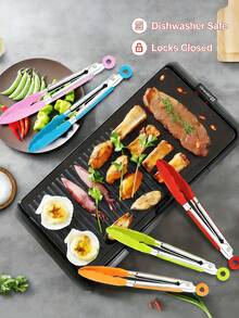 7-Inch Small Heat-Resistant Nylon Head Stainless Steel Kitchen Tongs With Silicone Non-Slip Handle, Strong Grip For Cooking, Grilling, Salad And Other Kitchen Essentials, Baking Tools, Household Decor, Coffee Bar Necessity - Multicolor - View 4