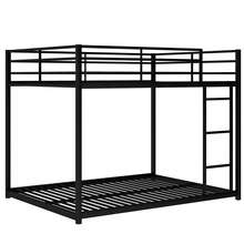 Contemporary Full Over Full Metal Bunk Bed - Low Profile Design With Integrated Ladder, Ideal For Small Spaces 77.2"L X 56"W X 53.7"H - Black - View 2