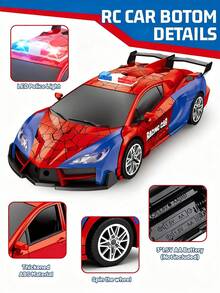 1辆遥控变形车，2.4GHz 1:18比例遥控蜘蛛变形机器人车玩具，二合一机器人玩具车，一键变形为闪光机器人，前进/后退/左转/右转，高速360°旋转，是3-12岁男孩女孩生日、圣诞节、万圣节、复活节、感恩节、新年、儿童节的理想礼物。 - 彩色 - 查看 9