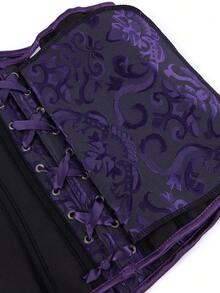 Áo corset cổ điển bằng vải jacquard dành cho nữ, đai nịt eo, đồ định hình vóc dáng, thích hợp cho lễ Halloween. - Màu tím - Xem 9