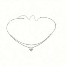 1 Fashionable, Exquisite, Simple, And Versatile Double-Layered  Heart-Shaped Waist Chain, Suitable For Women As A Body Chain Or A Sexy Beach Body Chain. - Silvery - View 2