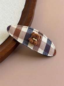 1pc Cute Cartoon Plush Teddy Bear Side Clip, Sweet Forehead And Hair Clip Design, Artistic Fabric Teddy Bear Hair Clip, Suitable For Daily Makeup, Parties, Beach Vacations And Hairstyles, A Y2K Style Hair Accessory For Women, Claw Clips, Hair Slide, Hairpin - Multicolor - View 12