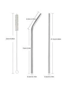 1/2/6Pcs Extra Long Reusable Stainless Steel Metal Straws With Cleaning Brush For 30/40oz Cups Replace Plastic - Multicolor - View 3