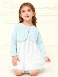 Balabala 2pcs/Set Girls Princess Dress, Sweet Bohemian Style Fashion Outfit, Autumn - Light Blue - View 2