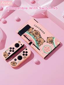 Ayotu 郁金香、幽灵、星星和水豚主题Switch保护壳，兼容新款Switch2(2025)/Switch NS/Switch OLED，无需取下保护壳即可安装到底座上，通用游戏手柄保护套，Switch游戏配件，防摔、防刮，秋冬浪漫/返校礼物/圣诞礼物/情人节礼物 - 彩色 - 查看 22