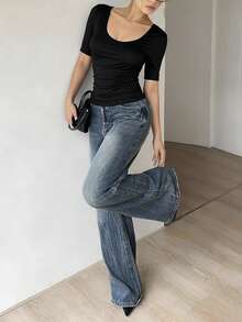 Áo croptop hở lưng VIBEWAVE dành cho nữ, thiết kế độc đáo, gợi cảm kiểu Mỹ, chất liệu cotton nguyên chất, tay ngắn, màu đen. - màu đen - Xem 7