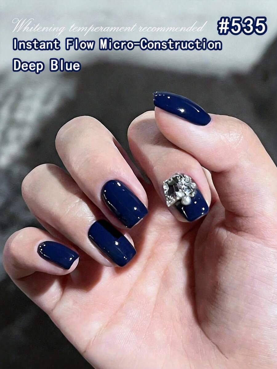 仙智合 1支/3支装 15毫升 流行速干微结构指甲油凝胶，2026新款高饱和度深蓝色，沙龙专用 - 寶藍色 - 查看 1