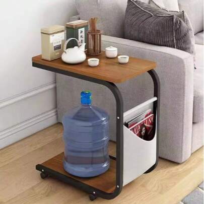 Mesa pequena minimalista, mesa lateral tipo carrinho de empurrar, mesa de apoio para sofá, escrivaninha, mesa de cabeceira