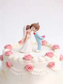 Charming Resin Couple Sculpture - Romantic Bride And Groom Miniature Decor, Elegant And Cute Cake Topper, Suitable For Home, Living Room, Bedroom, Office Desk, Shelf Or Garden Display, Perfect For Engagement, Anniversary, Wedding Party Decoration And Souvenir Gift, Indoor Decor | Elegant Design | Fine Craftsmanship, Ideal For Wedding Decoration, Valentine's Day Celebration - Nhiều màu - Xem 1