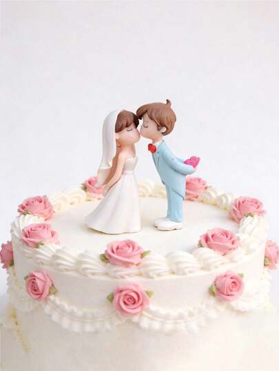 Charming Resin Couple Sculpture - Romantic Bride And Groom Miniature Decor, Elegant And Cute Cake Topper, Suitable For Home, Living Room, Bedroom, Office Desk, Shelf Or Garden Display, Perfect For Engagement, Anniversary, Wedding Party Decoration And Souvenir Gift, Indoor Decor | Elegant Design | Fine Craftsmanship, Ideal For Wedding Decoration, Valentine's Day Celebration