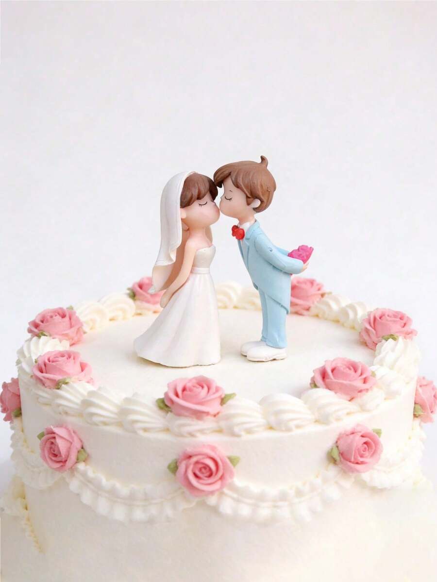 Charming Resin Couple Sculpture - Romantic Bride And Groom Miniature Decor, Elegant And Cute Cake Topper, Suitable For Home, Living Room, Bedroom, Office Desk, Shelf Or Garden Display, Perfect For Engagement, Anniversary, Wedding Party Decoration And Souvenir Gift, Indoor Decor | Elegant Design | Fine Craftsmanship, Ideal For Wedding Decoration, Valentine's Day Celebration - Nhiều màu - Xem 1