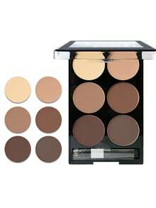 Paleta de polvos mate de contorno de 6 colores | Compacto definidor de rostro en V, de larga duración y resistente al agua | Altamente pigmentado, cobertura construible para un look esculpido | Ideal para maquillaje de día y noche - Multicolor - Ver 1