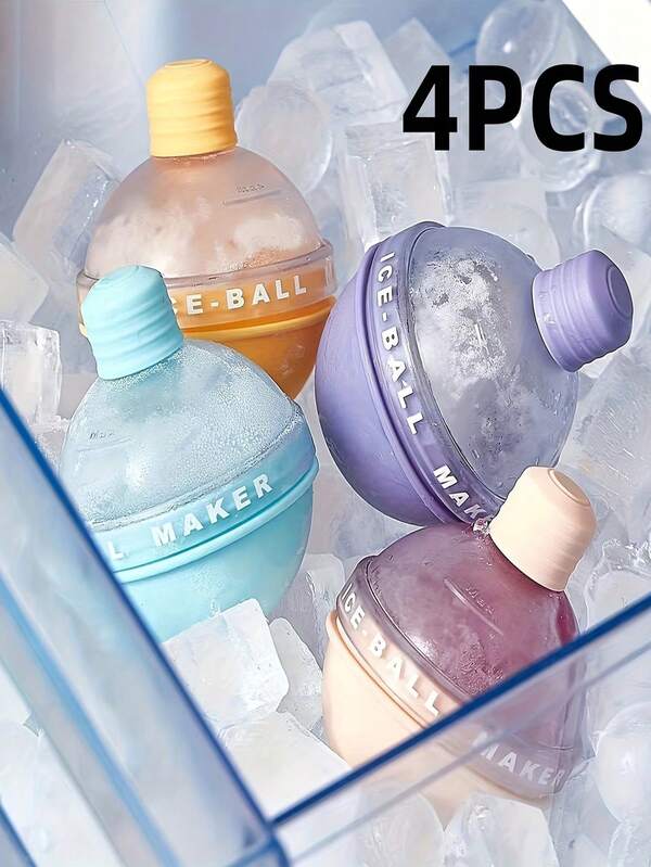 4pcs, Silicone Ice Ball Maker For Whiskey And Cocktails - Round Sphere Ice Mold For Kitchen Tools - 2.5in