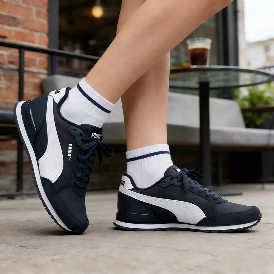 Puma ST Runner V3 NL Retro Running Shoes, Unisex Breathable Lightweight Comfortable Casual Sneakers 384857-02 - Midnight Blue-white - View 1