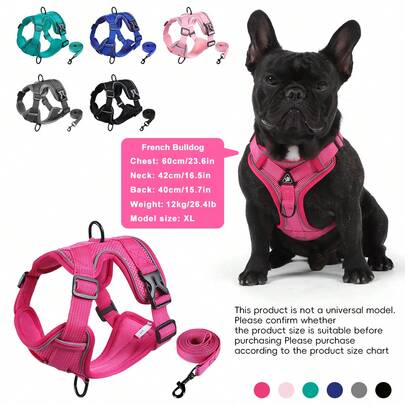 Soft Mesh Puppy And Leash Set, Escape Proof Cat , Adjustable Reflective Vest For Training Walks, Small/Medium Dogs & Cats