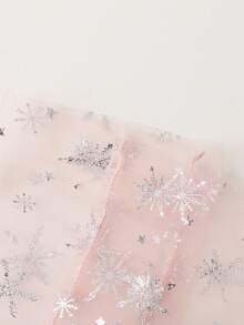 1 Pair Women's Thin Mesh Ruffle Socks, Embossed Snowflake & Star Pattern, Bow Tie Transparent Strap Mid-Calf Socks, Versatile Transparent Ladies Socks, Spring/Summer - Multicolor - View 6