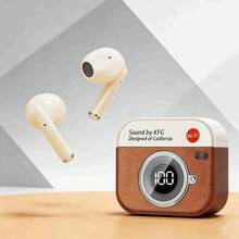 Q86 复古相机设计无线蓝牙5.3耳机TWS耳机，带降噪和麦克风，兼容所有智能手机 - 彩色 - 查看 1