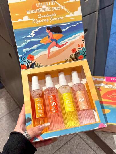 4支/套 100毫升 限量版升级巴西数码花香藤条香薰喷雾套装 口袋大小 便携持久留香 柔和喷雾 适用于客厅、浴室、酒店 完美的假日香氛礼品