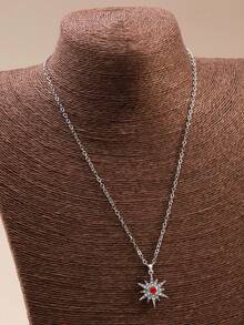 1pc Fashionable & Unique Octagram Necklace, Suitable For Daily Wear - Silver - View 3