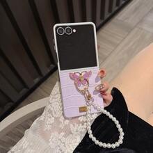 1pc Women's Crocodile Texture Butterfly Ring Bracelet Foldable Protective Phone Case Compatible With Galaxy Z Flip7, Shock-Resistant, Lightweight, Suitable For Galaxy Z Flip7 FE, Galaxy Z Flip6, Galaxy Z Flip5 - Multicolor - View 15