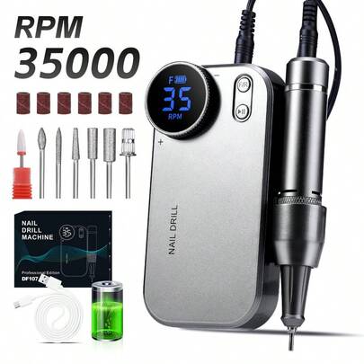 duofu 便攜式電動指甲磨光機,可充電35000rpm指甲鉋刀筆修甲機組,10小時超長續航電池壽命,專業指甲藝術拋光和剪除剪甲皮機組,修腳趾指甲拋光設備指甲家用器具修腳趾美甲套裝配件指甲藝術工具,適用於壓克力美甲沙龍和家用