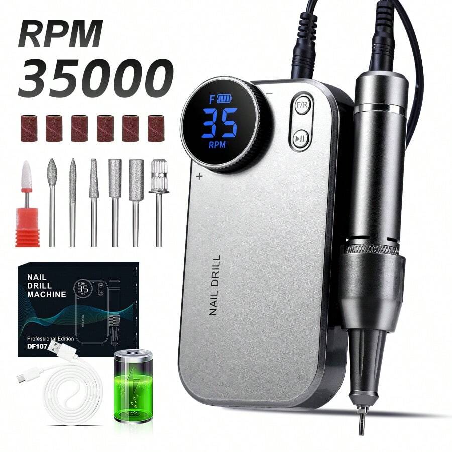 duofu 便攜式電動指甲磨光機,可充電35000rpm指甲鉋刀筆修甲機組,10小時超長續航電池壽命,專業指甲藝術拋光和剪除剪甲皮機組,修腳趾指甲拋光設備指甲家用器具修腳趾美甲套裝配件指甲藝術工具,適用於壓克力美甲沙龍和家用
