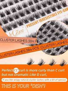 MEM 384/144pcs Individual Lashes Eyelash Book Clusters Extensions False Eyelash DIY At Home Cluster Eyelash Extensions Makeup, Suitable For Various Occasions Including Travel, Daily Wear (Suitable For Beginners), Weddings, Dates, Parties, Holidays, Especially Suitable As A Gift - 黑色 - 查看 4