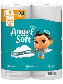 Angel Soft Toilet Paper, 48 Mega Rolls = 192 Regular Rolls 4 Mega Rolls = 16 Regular Rolls, Soft And Strong Toilet Tissue Ultra Clean Care With A Wavy Texture, Effectively Cleans, Septic TankSafe And Clog-Proof, Soft And Strong, Value Pack.Toilet Paper, Extra Large Rolls, Septic TankSafe Paper, Clog-Proof, Soft And Strong, Ultra Clean Texture, Flushable Toilet Paper,Packaging May Vary - trắng - Xem 11
