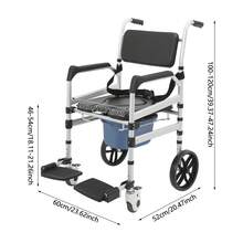 Foldable Shower Rolling Chair With Commode & Wheels, 330lb Heavy Duty Adjustable Height Bath Chair, Silver Black Aluminum Alloy Folding Shower Seat, Heavy Duty Shower Chair With Wheels & Brakes, Adjustable Foldable Rolling Chair For Elderly & Safety (Silver Black) - A - 查看 7