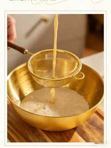 Rây bột bằng thép không gỉ 304, lưới lọc sữa đậu nành gia dụng, rây lọc mịn, rây thức ăn bổ sung cho trẻ em. - Vàng - Xem 5