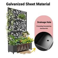 Pantalla de Privacidad Exterior con 3 Jardineras Integradas | Biombo de 183 cm Alto para Terraza y Patio | Estructura Sólida, Perfecta para Vegetales y Plantas Trepadoras - Negro - Ver 4