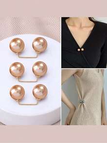 1/2pcs Pearl Jeans Ankle Clip, Chest Anti Light Needle, Anti Stepping Slipper Buckle, Pants Length Adjuster - One Size - View 3