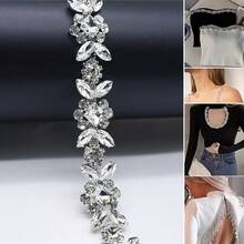 一条闪亮水晶编织丝带,饰以水钻和银链,适合搭配新娘婚纱鞋履配饰。 - 銀色 - 查看 2